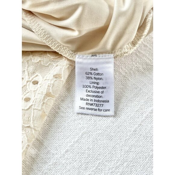 LC Lauren Conrad Women’s 0X Lace Top Flowy Boho Ivory Square Neck Lined - Picture 4 of 7